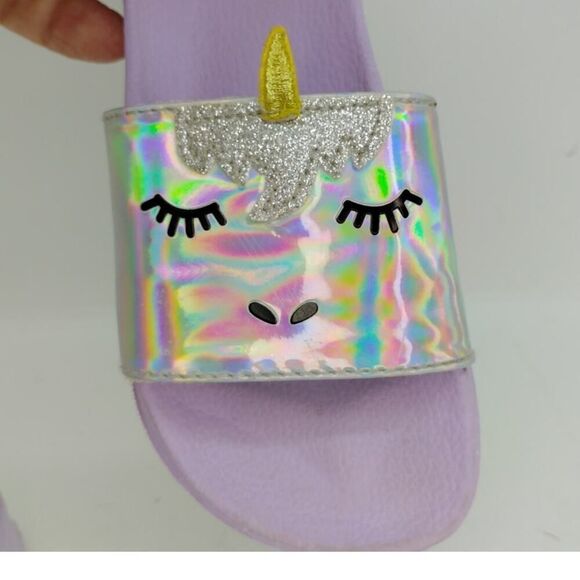 Unicorn Toddler Girls Pre-owned Purple Irridescent Sandals sz. 13/1 - Picture 2 of 5